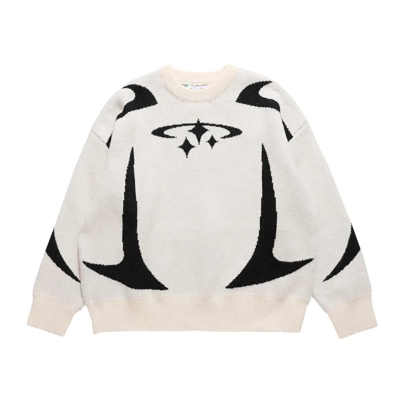 Nostalgic Star Pattern Sweater  
'Black & White'