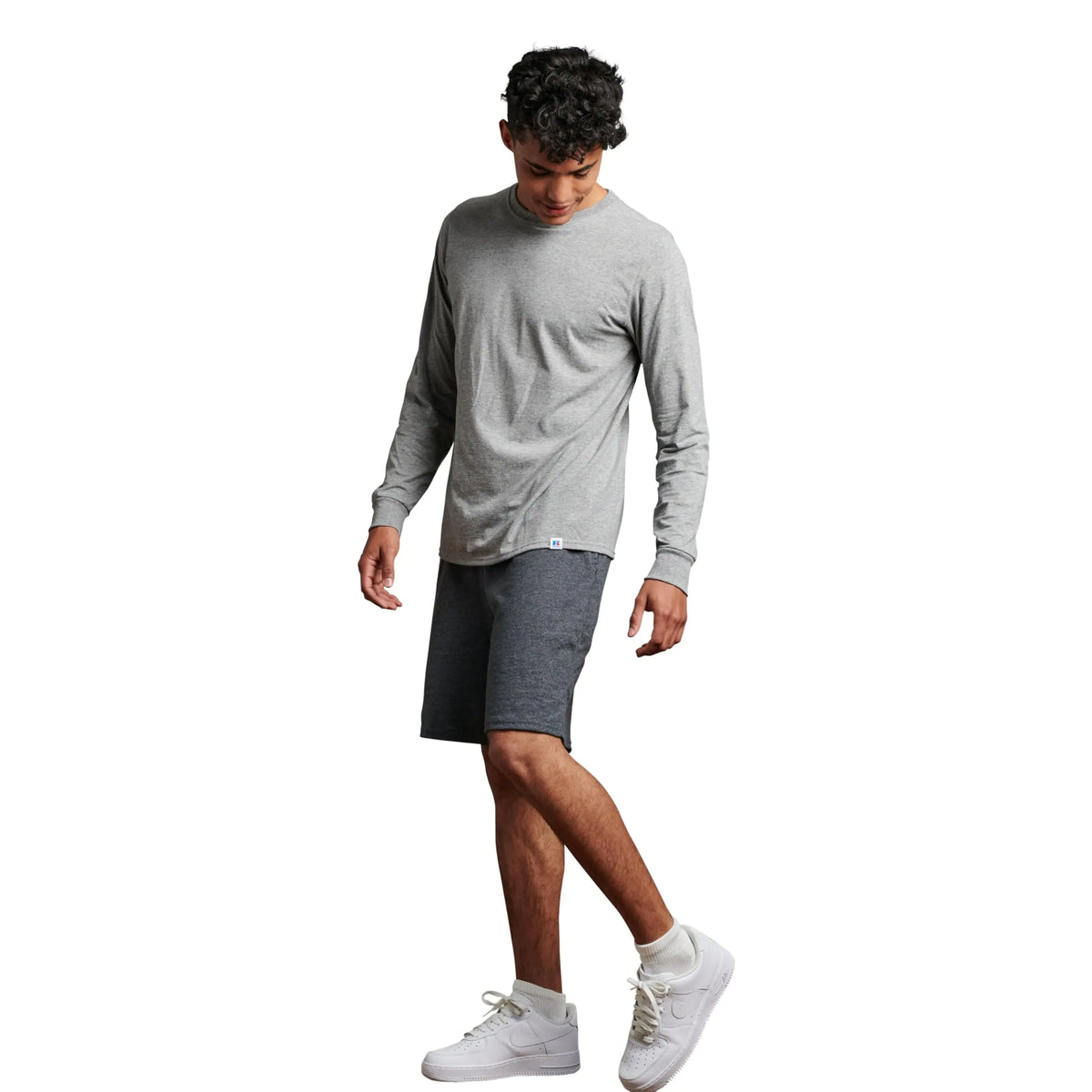Russell Athletic Men's Relaxed Fit 9" Cotton Shorts with Pockets, Adjustable Elastic Waist, Sizes S-4X Small Black Heather