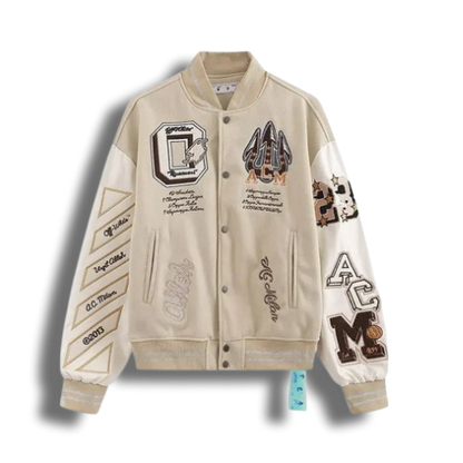 Off-White x AC Milan Varsity Jacket 'Cream/White'