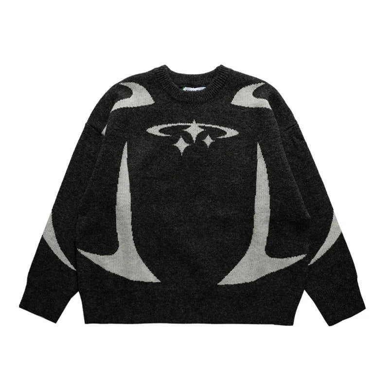 Nostalgic Star Pattern Sweater  
'Black & White'