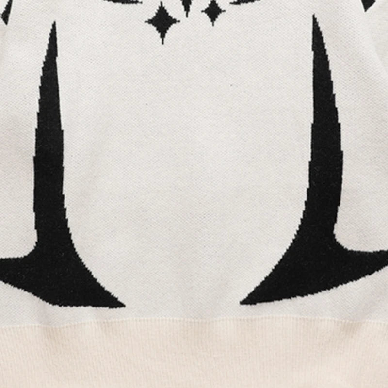 Nostalgic Star Pattern Sweater  
'Black & White'